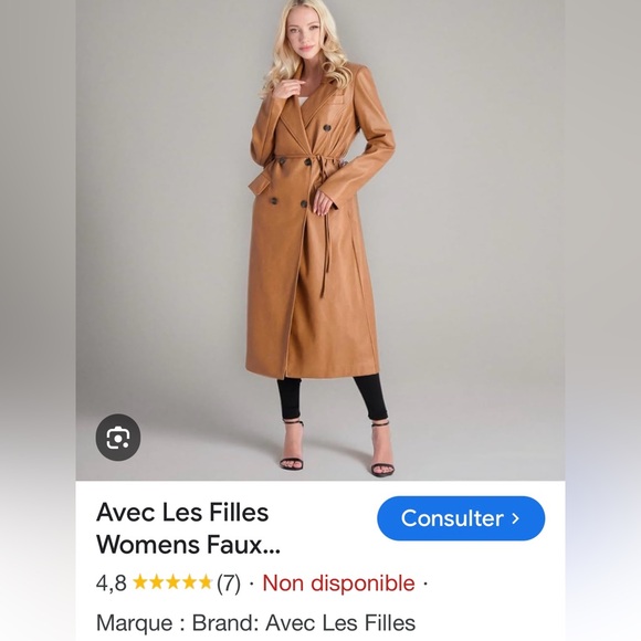 Avec les Filles long Faux leather coat - Picture 6 of 6